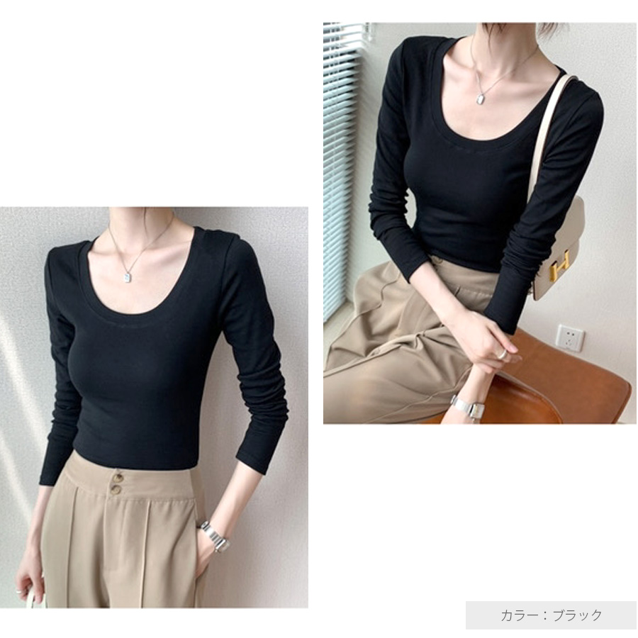 Ｔシャツ トップス 長袖 ミドル丈 カットソー ストレッチ レディース 春 ネイビー S M L XL 7235 |  | 16