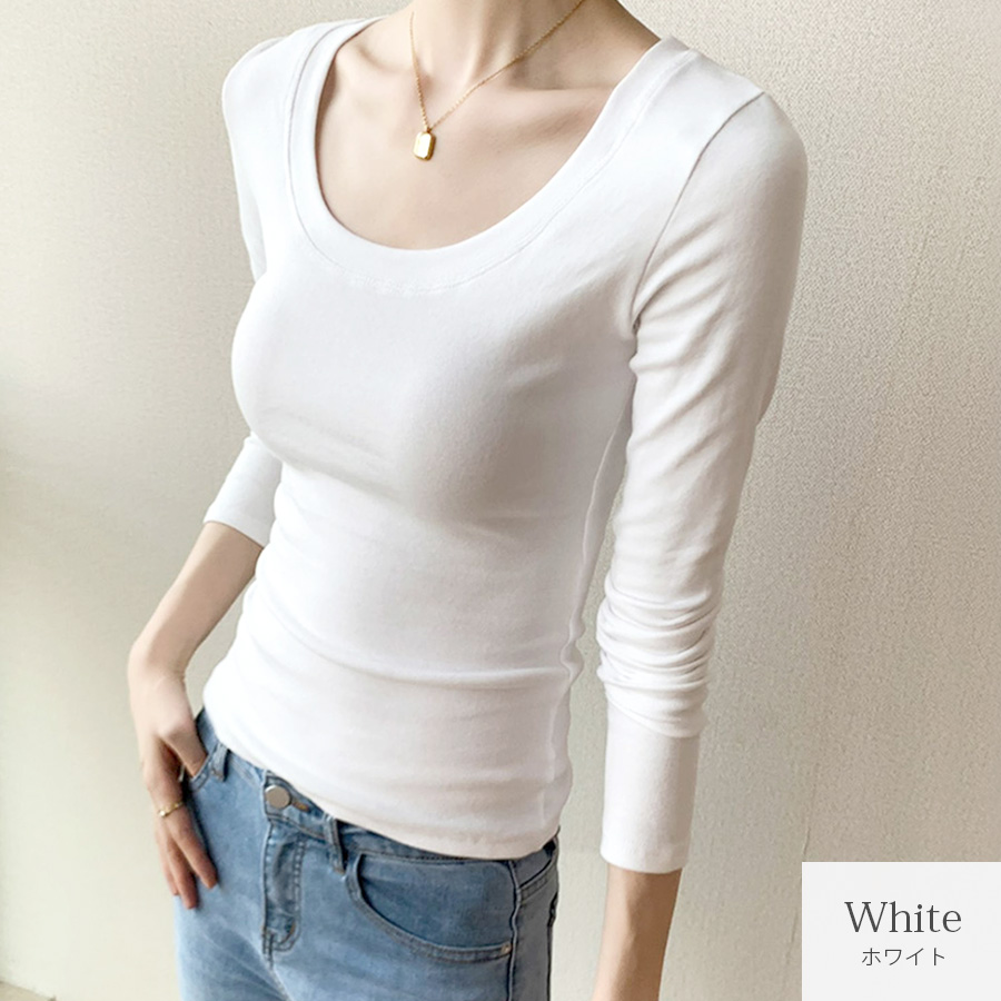 Ｔシャツ トップス 長袖 ミドル丈 カットソー ストレッチ レディース 春 ネイビー S M L XL 7235 |  | 02