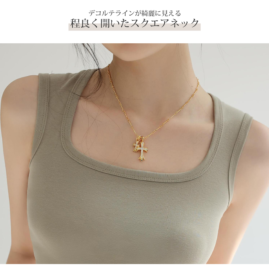 トップス ノースリーブ スクエアネック 伸縮 韓国ファッション JOCOSA 7254 |  | 12