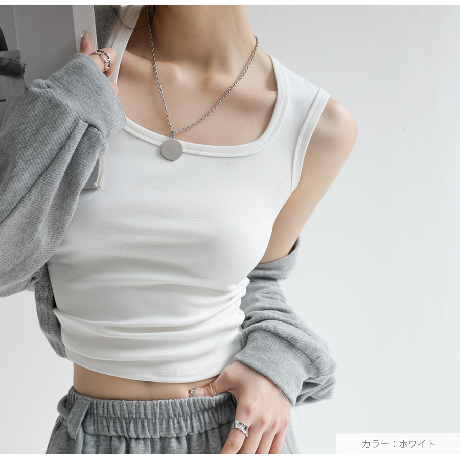 トップス ノースリーブ スクエアネック 伸縮 韓国ファッション JOCOSA 7254 |  | 15
