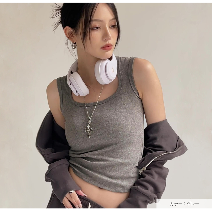 トップス ノースリーブ スクエアネック 伸縮 韓国ファッション JOCOSA 7254 |  | 16
