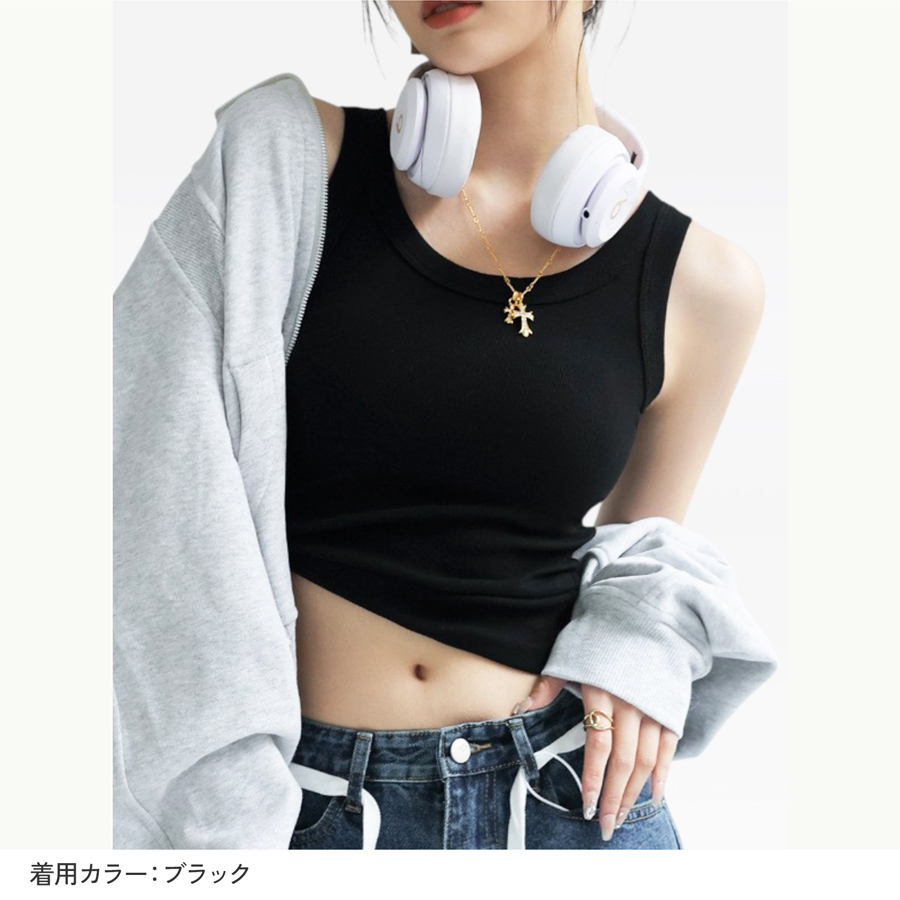 トップス ノースリーブ ニット タンクトップ ラウンドネック ミディ丈 伸縮 韓国ファッション レディース ML JOCOSA 7257 |  | 19