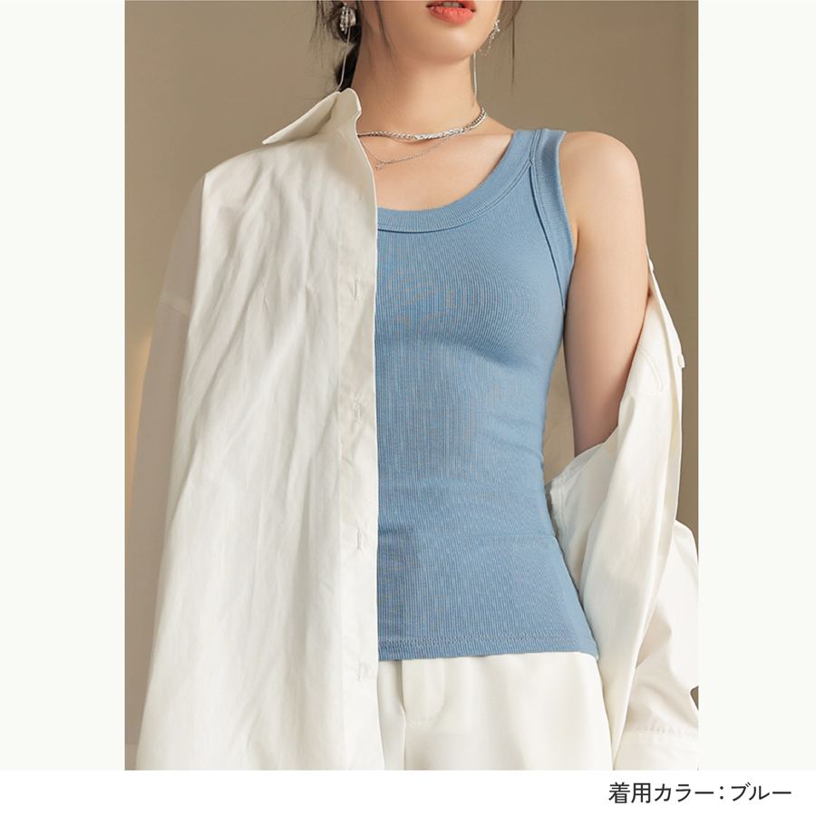 トップス ノースリーブ ニット タンクトップ ラウンドネック ミディ丈 伸縮 韓国ファッション レディース ML JOCOSA 7257 |  | 24
