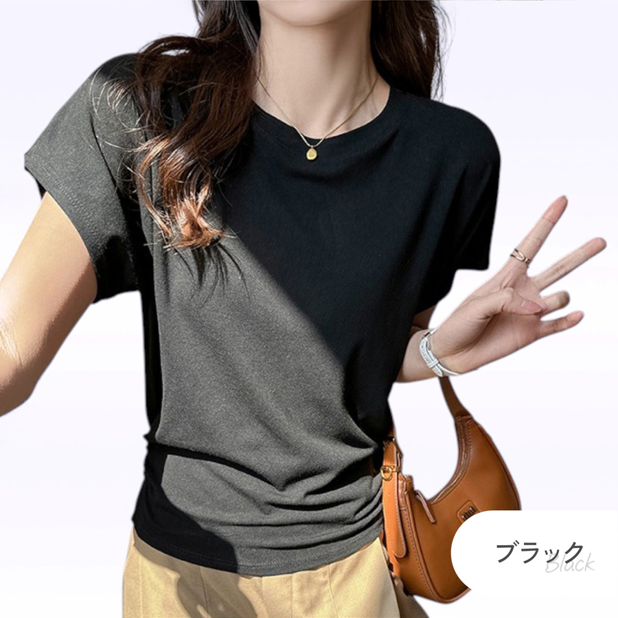 Tシャツ トップス レディース 半袖 ドルマンスリーブ ラウンドネック