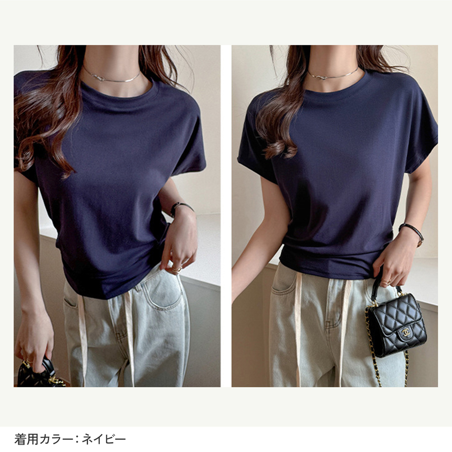 Tシャツ トップス レディース 半袖 ドルマンスリーブ ラウンドネック