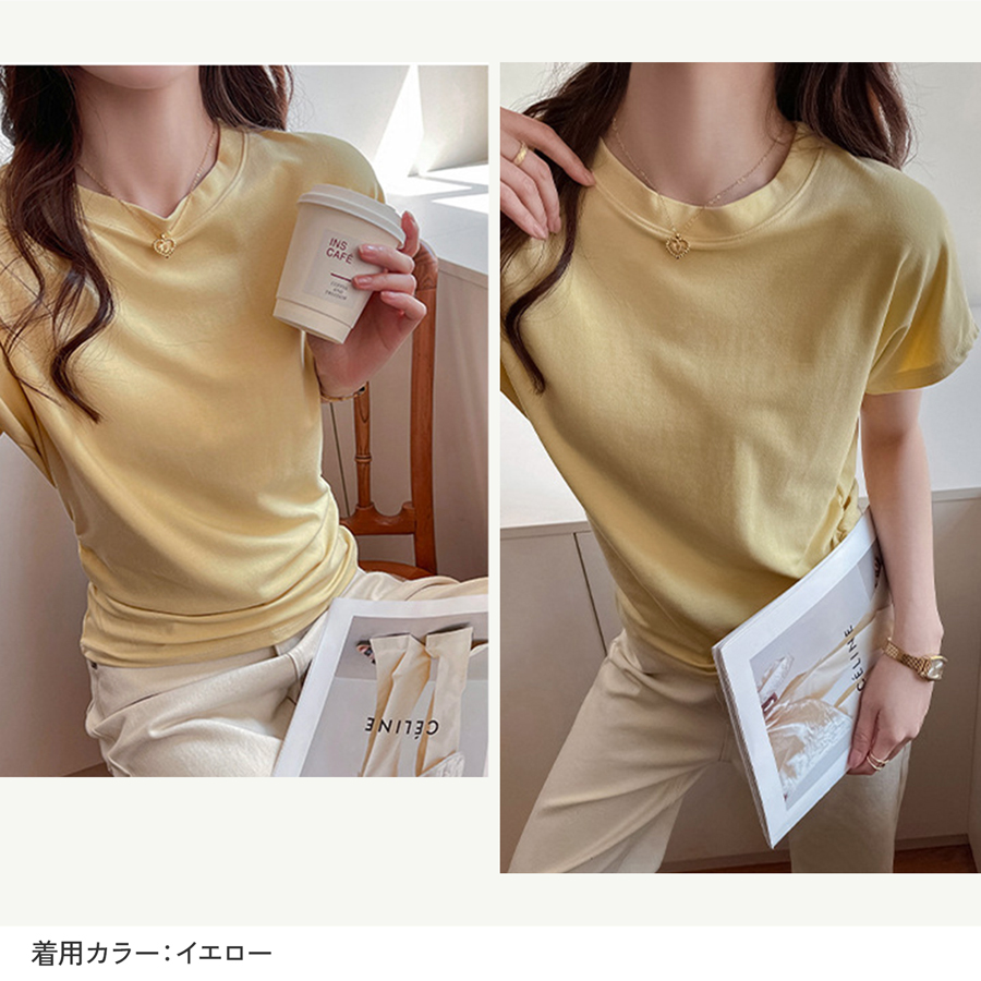 Tシャツ トップス レディース 半袖 ドルマンスリーブ ラウンドネック