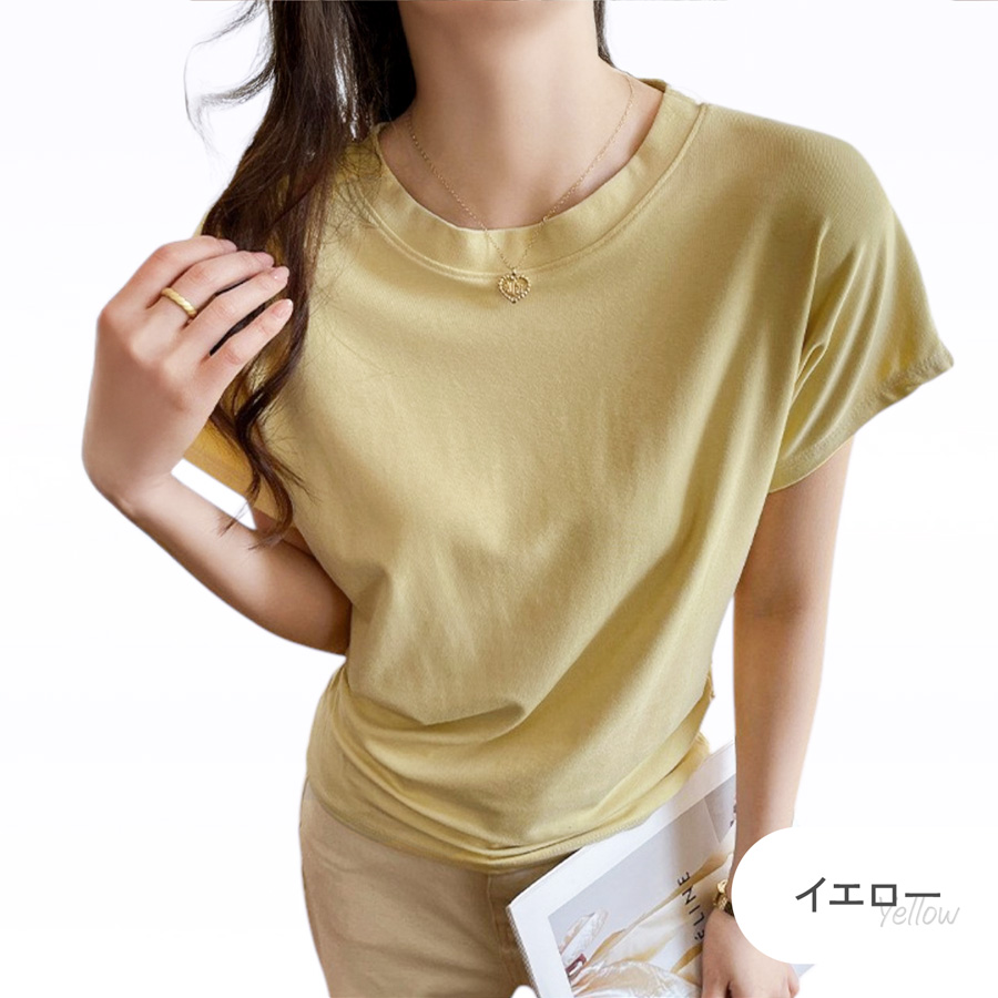 Tシャツ トップス レディース 半袖 ドルマンスリーブ ラウンドネック