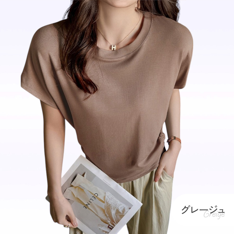 Tシャツ トップス レディース 半袖 ドルマンスリーブ ラウンドネック