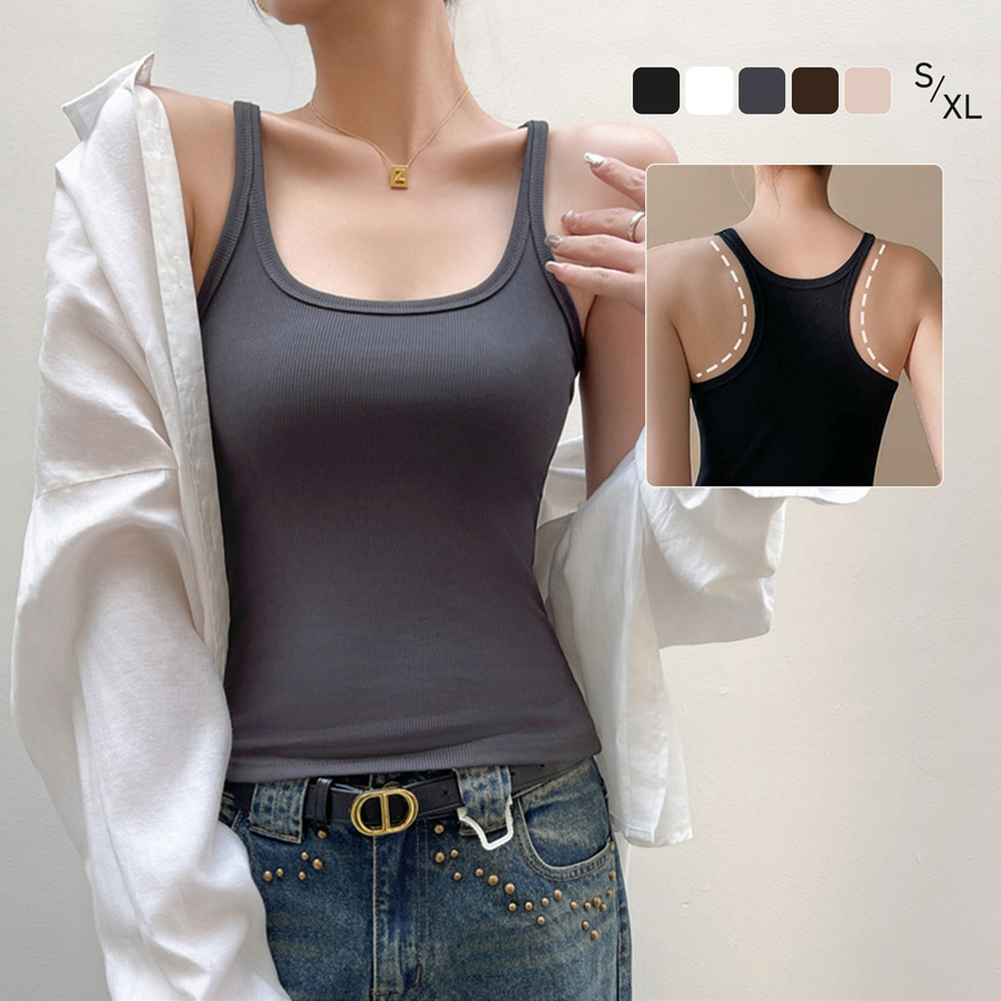 タンクトップ レディース リブ ストレッチ ノースリーブ トップス Yバック スリム 美背中 シンプル 無地 重ね着 おしゃれ 春夏 LL JOCOSA 