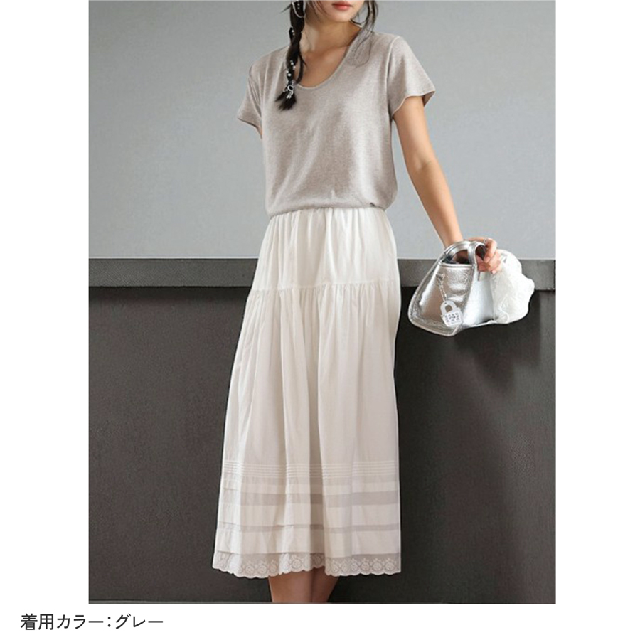 Tシャツ レディース 半袖 リネン 綿混 Uネック 夏 涼しい 薄手