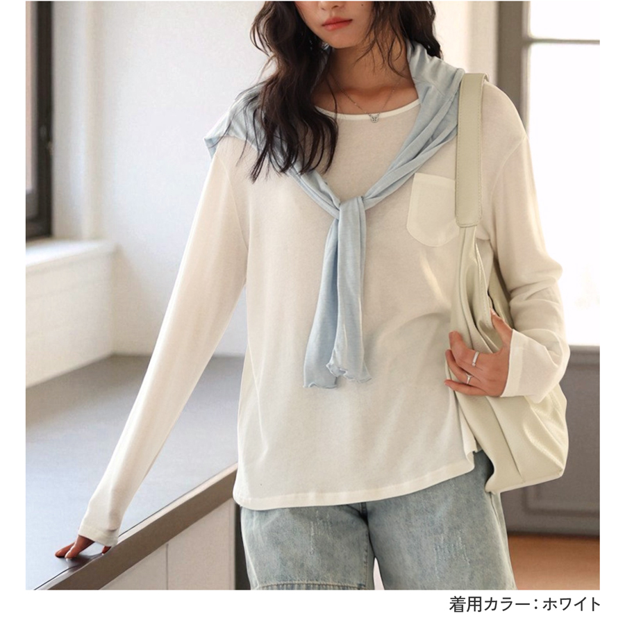 リネン カットソー 薄手 トップス ロンT レディース ゆったり 長袖 綿