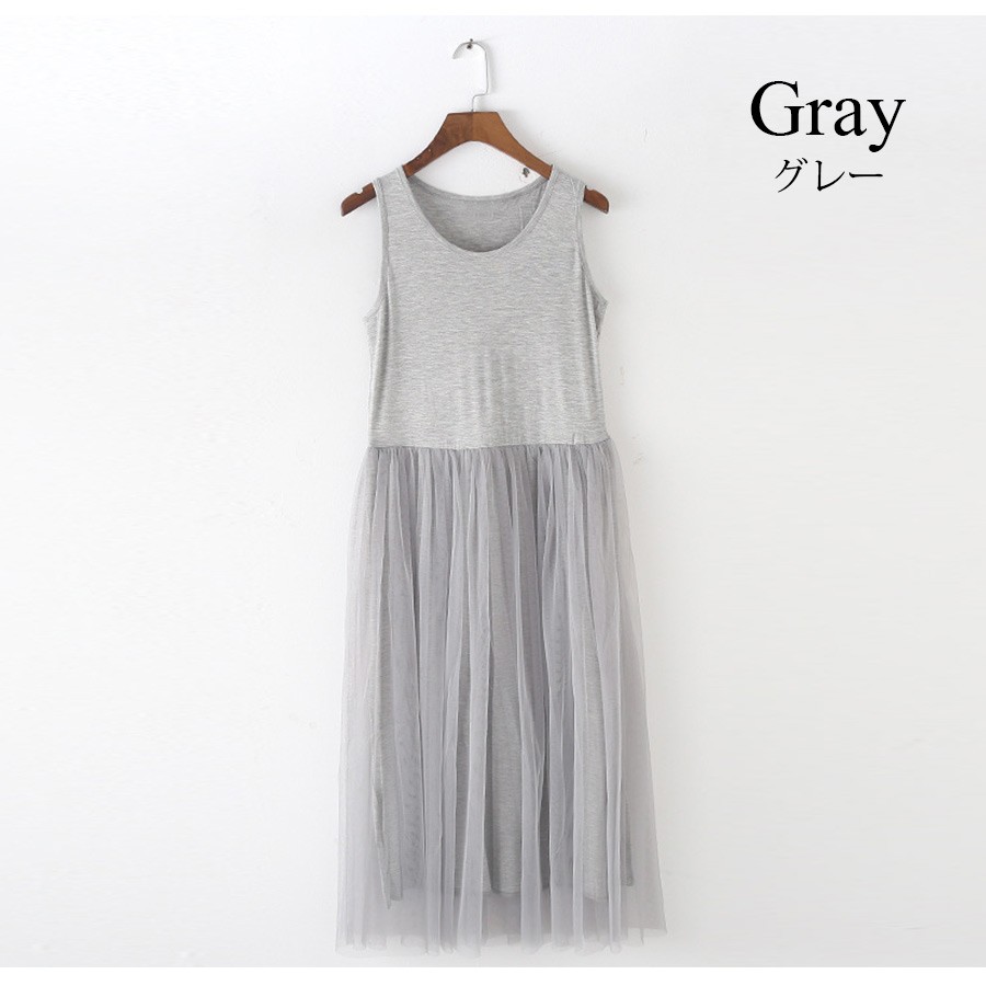 ワンピース レディース チュール ノースリーブ チュールワンピース