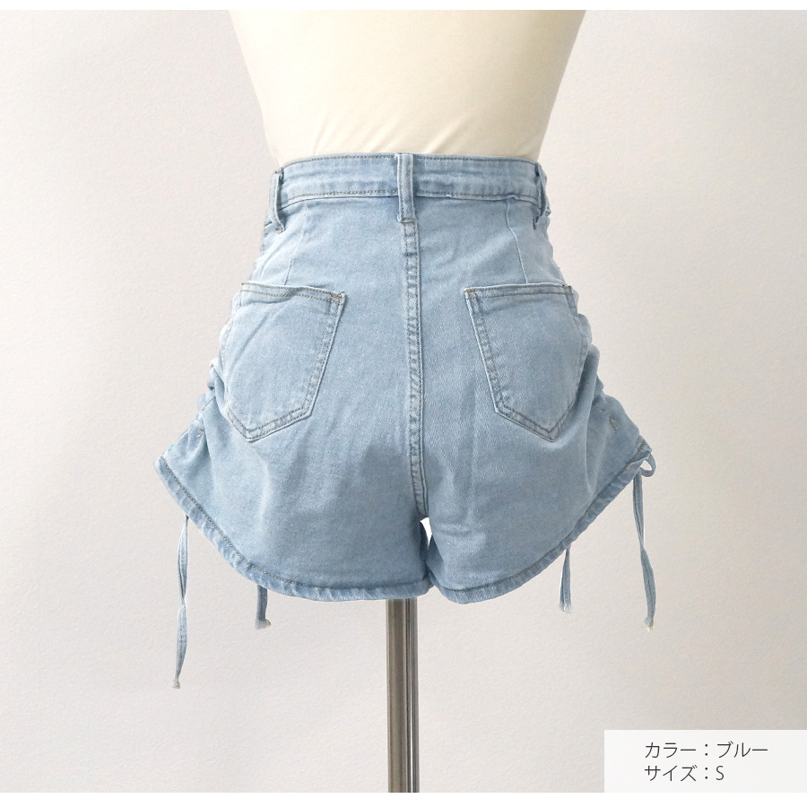 ショートパンツ デニム ハイウエスト 短パン ジーパン ドロスト 韓国