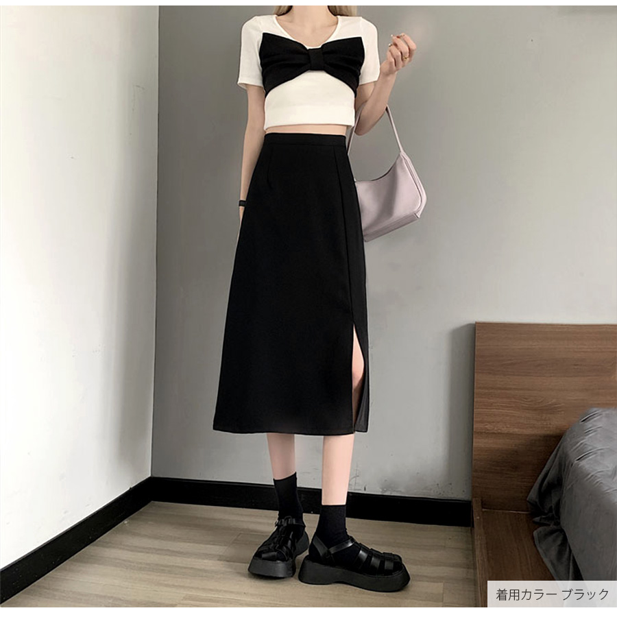 スリットスカート 美脚 ハイウエスト サイドスリット タイトスカート