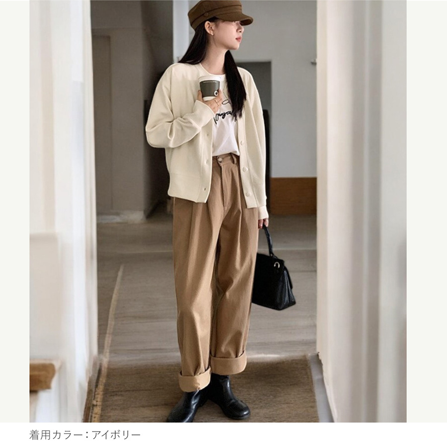 カーディガン レディース 春 丸襟 丸首 重ね着 コットン 綿混 無地 ミディ丈 スナップボタン 長袖 フィット やや厚手 ドロップショルダー 羽織　L JOCOSA 9319 |  | 22