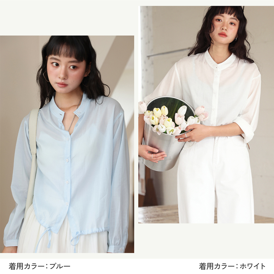 シアーシャツ レディース 羽織 UV リネンライク 紫外線 薄手 前開き