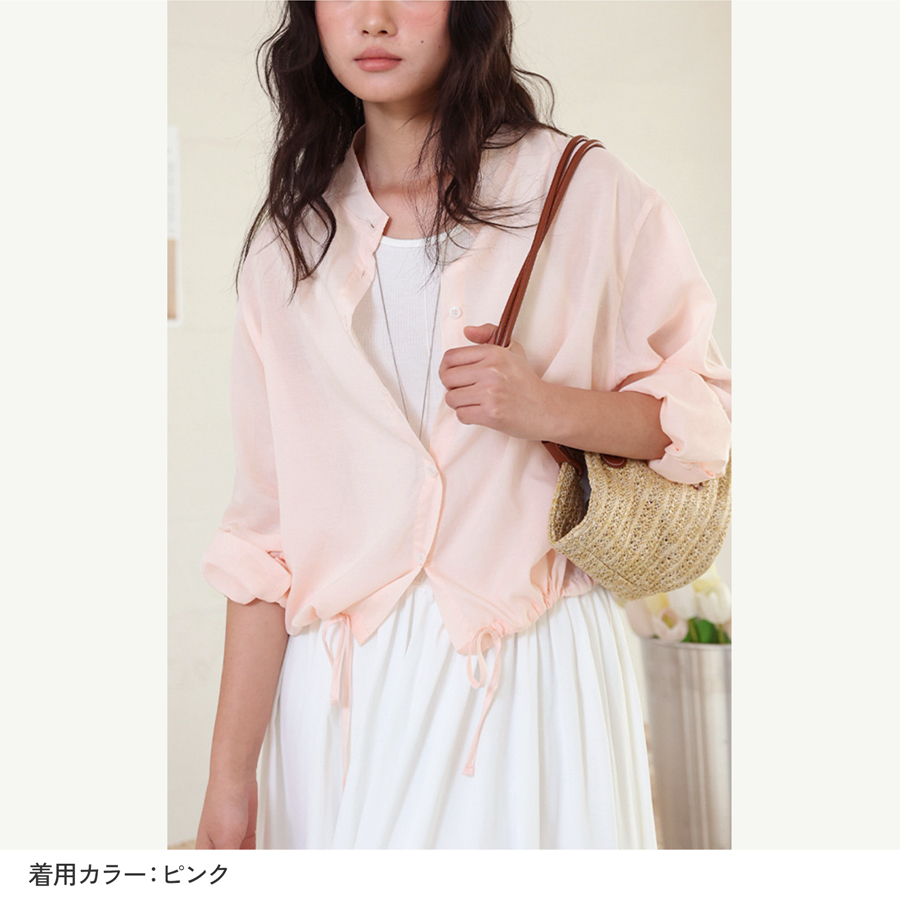 シアーシャツ レディース 羽織 UV リネンライク 紫外線 薄手 前開き