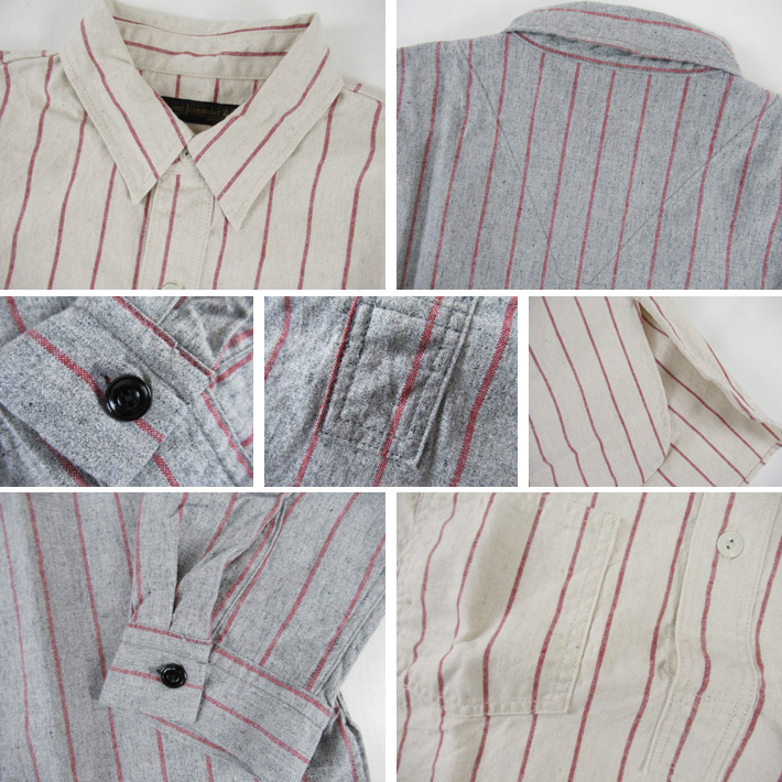 FULL COUNTフルカウントプルオーバーリネンシャツ　ベージュ38 FULLCOUNT フルカウント ウールCPOシャツ Cotton Wool CPO