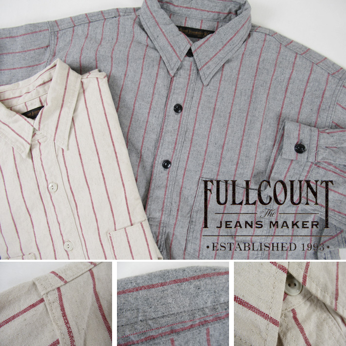 FULL COUNTフルカウントプルオーバーリネンシャツ　ベージュ38 FULLCOUNT フルカウント ウールCPOシャツ Cotton Wool CPO
