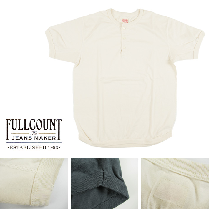 FULLCOUNT（フルカウント） ヘンリーネック Tシャツ FLAT SEAM HEAVY