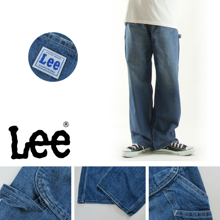 【Lee】良色⭐︎ブルーワイドシルエットペインターデニムパンツ古着 Lee（リー）の「【Lee】PAINTER PANTS ペインター ワイドパンツ