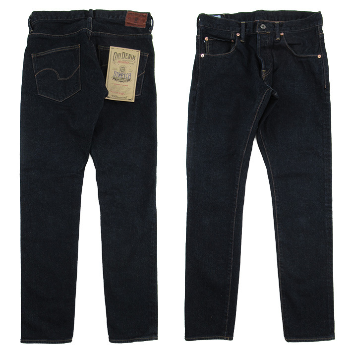 美品 ONI DENIM ONI-665S リラックススパイク グレートッピング 鬼デニム 665S リラックススパイク 15ozストレッチ ライトグレー