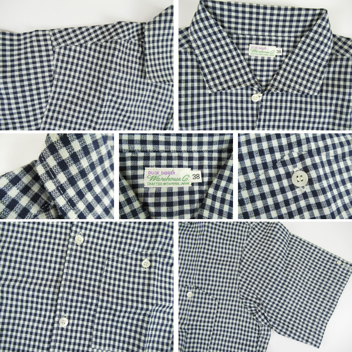 WAREHOUSE 3091 ギンガム小 新品 4601 JELADO にも WAREHOUSE ウエアハウス Lot 3091 S/S OPEN COLLAR SHIRTS
