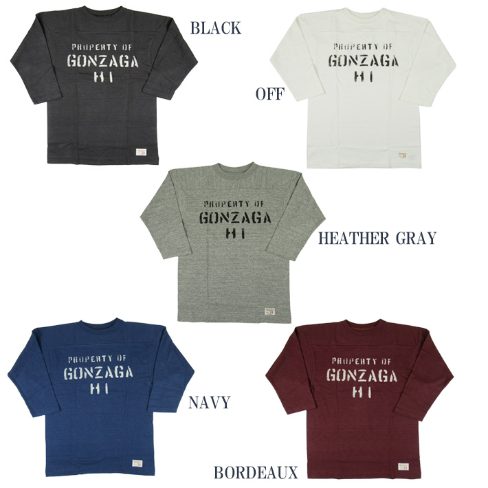 WAREHOUSE ウエアハウス Lot 4063 7分袖フットボールT GONZAGA
