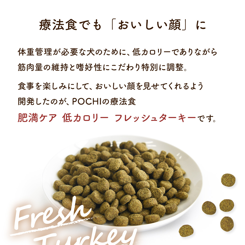 POCHI(ポチ) 食事療法食 肥満ケア 低カロリー フレッシュターキー 3kg 犬 ドッグフード ドライフード 獣医師監修 ダイエット 低脂肪食 脂質制限【公式販売店】 関連画像4