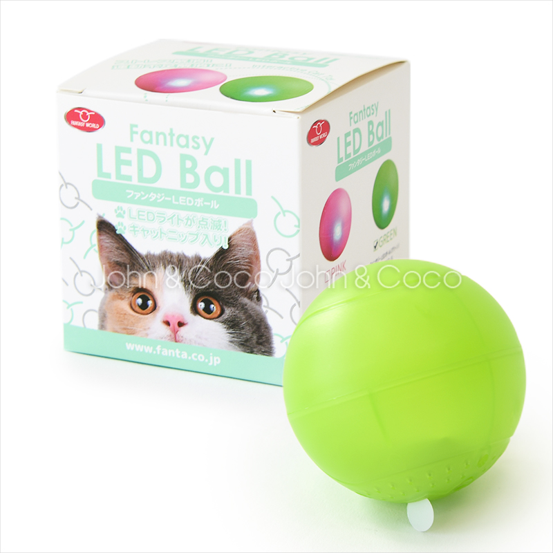 ファンタジー 【特別価格品】LEDボール グリーン　猫 おもちゃ 光るボール キャットニップ｜john-coco