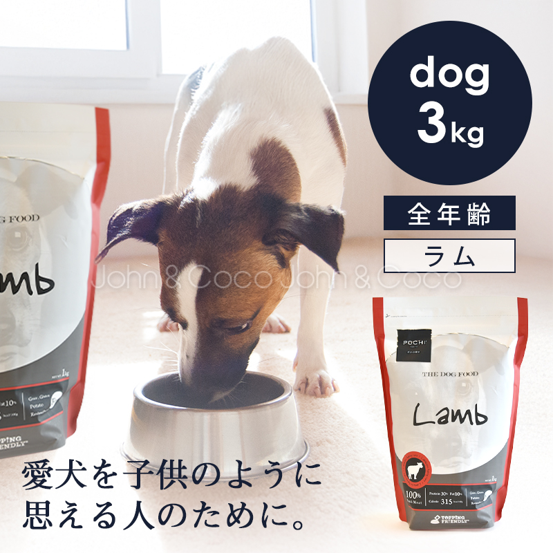 POCHI（ポチ） ザ・ドッグフード ベーシック ラム 3kg ドライフード 小粒 犬 グレインフリー 低脂肪 羊肉 全年齢 | POCHI