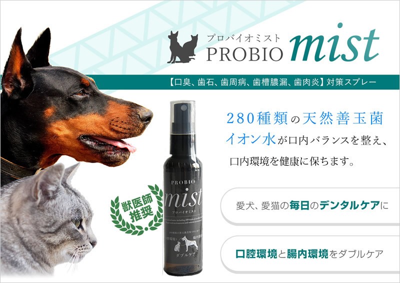 プロバイオミスト 80ml 犬 新登場 猫 デンタルケア 液体歯磨き スプレー歯磨き