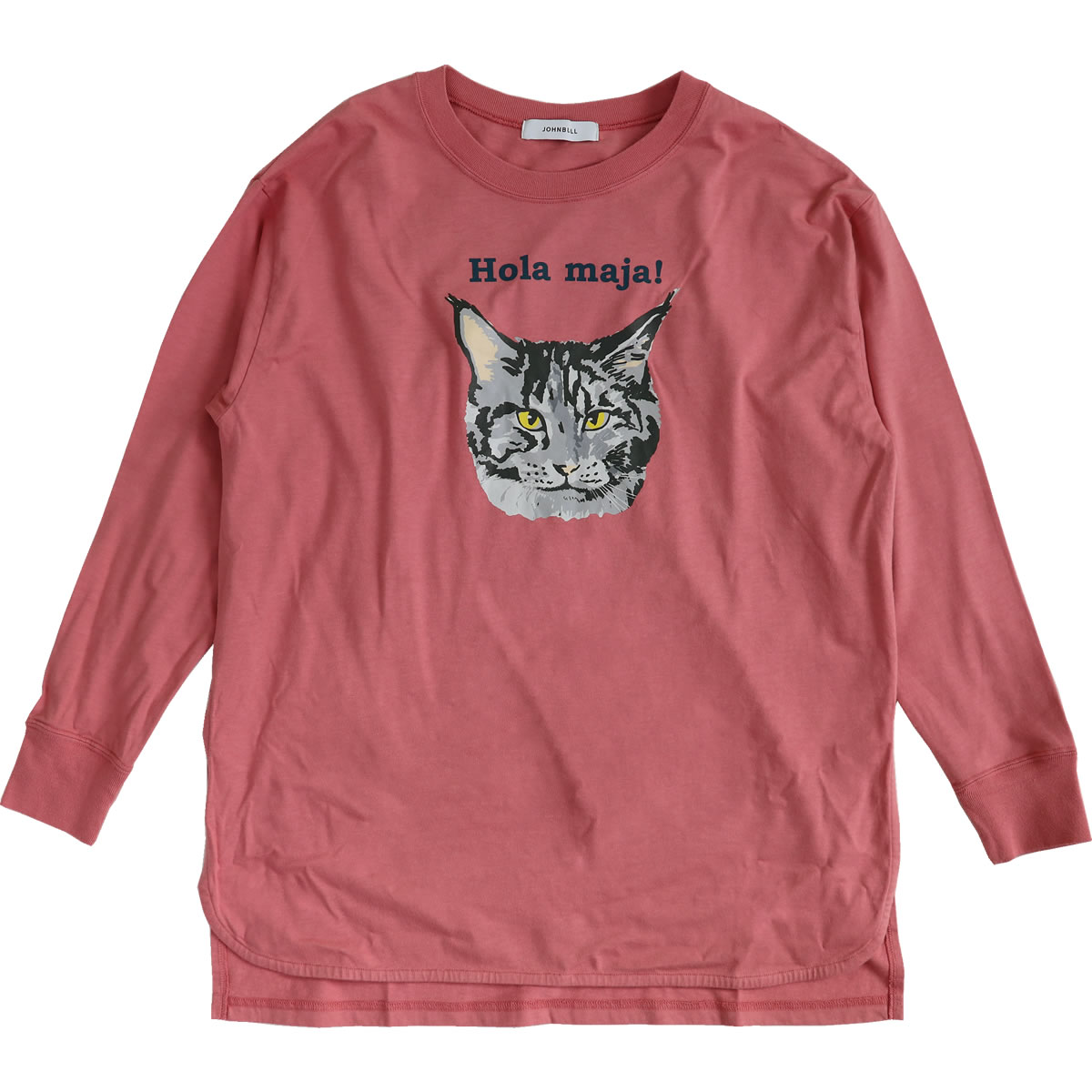 ロング Tシャツ ジョンブル Johnbull コットンレーヨン天竺 Cat 猫 長袖 プリントTシ...