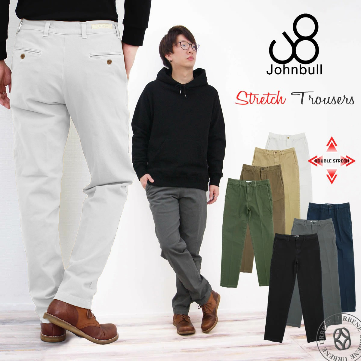 ジョンブル メンズ Johnbull ダブルストレッチ カラー トラウザーパンツ 21489 ストレッチパンツ ロングパンツ 股上浅め シルエット MENS｜johnbull-jeans｜02