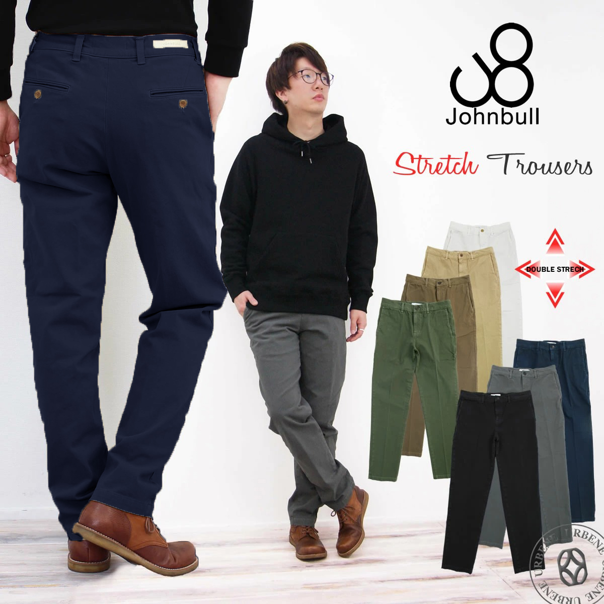 ジョンブル メンズ Johnbull ダブルストレッチ カラー トラウザーパンツ 21489 ストレッチパンツ ロングパンツ 股上浅め シルエット MENS｜johnbull-jeans｜06