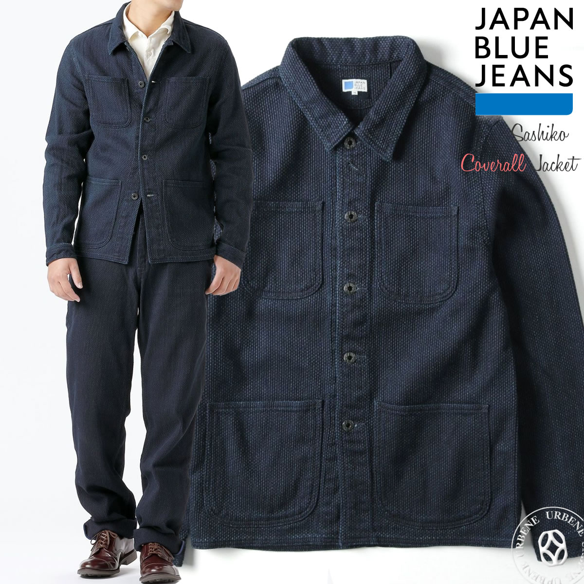 カバーオール ジャパンブルージーンズ インディゴ刺子 ジャケット Jacket JAPAN BLUE JEANS 刺し子 サシコ コート ワークジャケット デニムジャケット