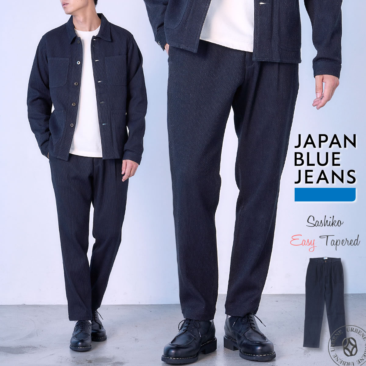 イージーテーパードパンツ ジャパンブルージーンズ インディゴ刺子 JAPAN BLUE JEANS メンズ リラックスウェア デニム｜johnbull-pants｜02