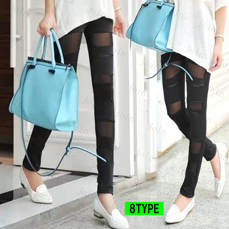 RG66# レギンス レディース スポーツ  ボトムス  レース切替 ストレッチ フリーサイズ 無地 ウエストゴム  美脚 伸縮性 フェイクレザー パンツ  10丈 |  | 08