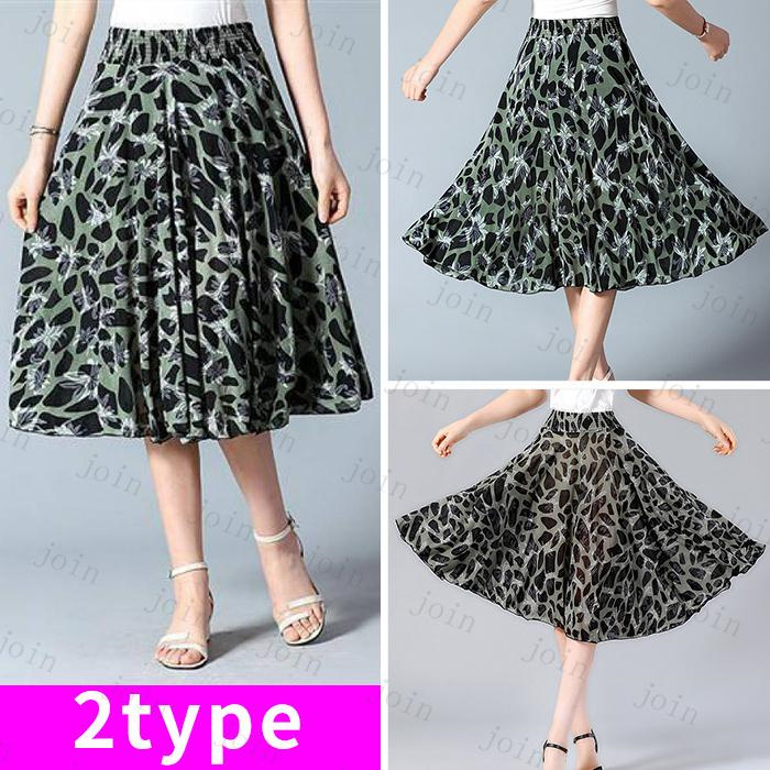 スカート日本国内当日発送 ひざ丈スカート ゴムスカート人気 ウエストゴム スカート スカートロング春 韓国ファッション 花柄 かわいい フレアスカート #SK43 |  | 02