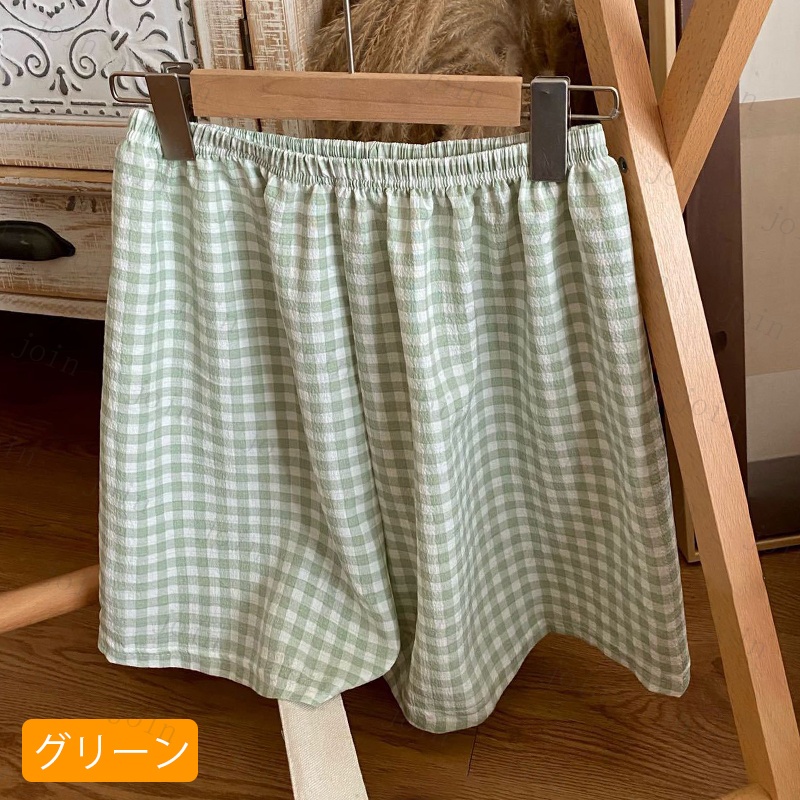 rg73# ショットパンツ 短パン ルームパンツ レディース 国内発送 9color パジャマパンツ ルームウェア 格子柄 ウェストゴム 寝巻き 部屋着 カジュアル パジャマ |  | 06
