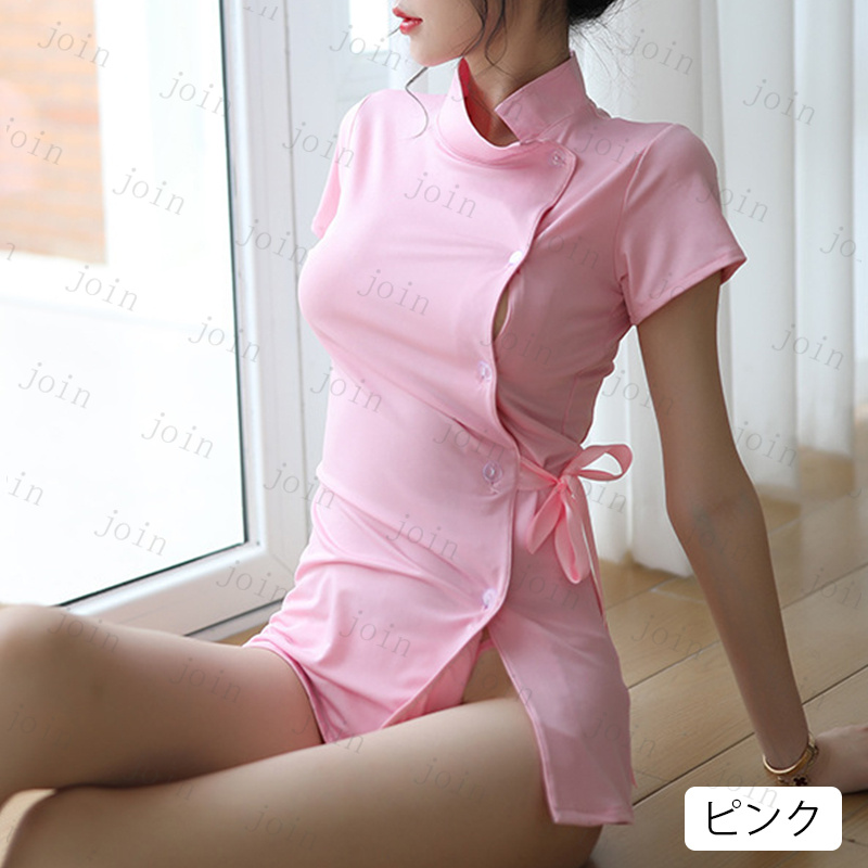 s19# コスプレ ナース服 ピンク ホワイト コスチューム ワンピース ミニ 丈 ランジェリー ナースキャップ |  | 01