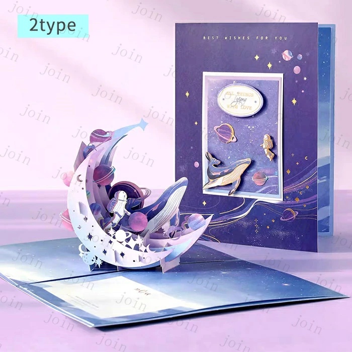 グリーティングカード 立体 (y15#) 日本国内当日発送 封筒付き 3Dポップアップカード 手作り メッセージカード ハンドメイド 記念日 ギフトカード 月と星 お祝い |  | 02