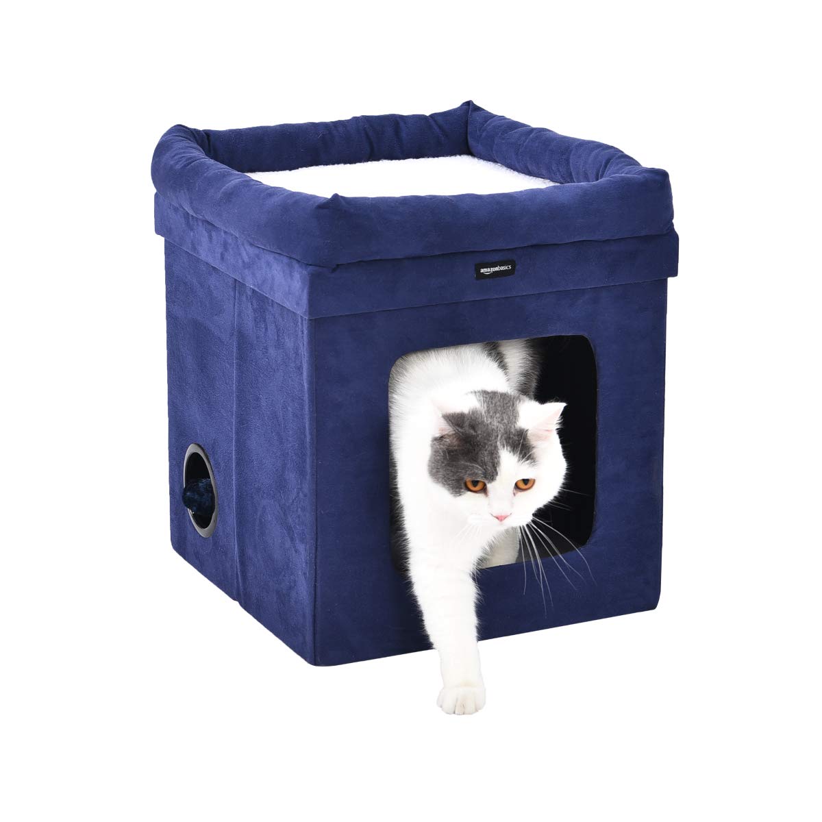 【在庫処分】AmazonBasics 折りたたみ式キャットハウス 猫 ベッド キューブ型 ブルー 暖かい ふわふわ 室内用 寒さ対策 保温防寒 ペット用品 暖かい 冬 寒さ対策｜jojo-donya｜02