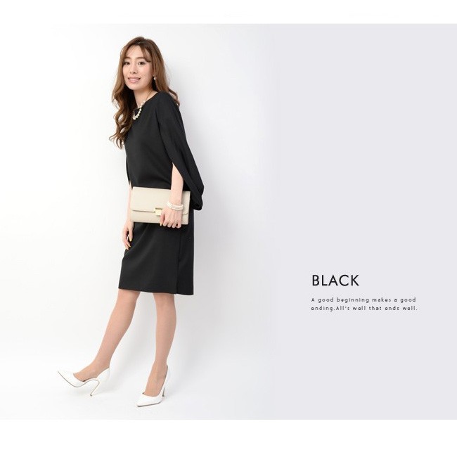 ドルマンボレロ風ドレス ワンピース パーティードレス フォーマル スリットスリーブ ラウンドネック 膝丈 結婚式 無地 レディース