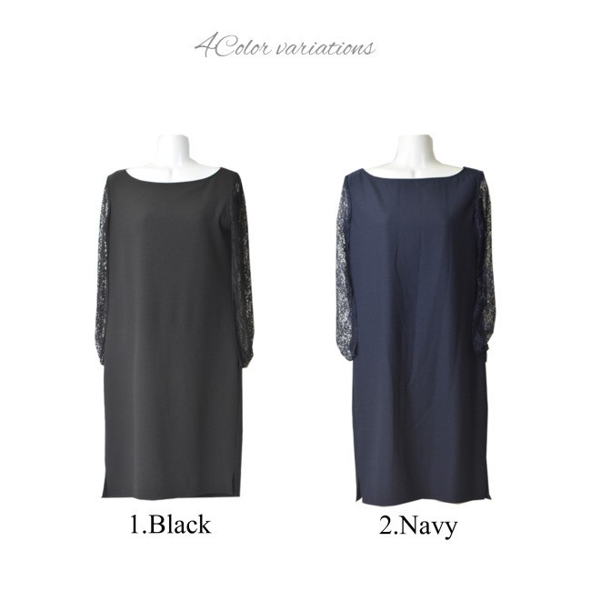 ドルマンレースボレロドレス パーティードレス フォーマルワンピース セレモニーワンピース 七分袖 ラウンドネック ひざ丈 結婚式 Aライン