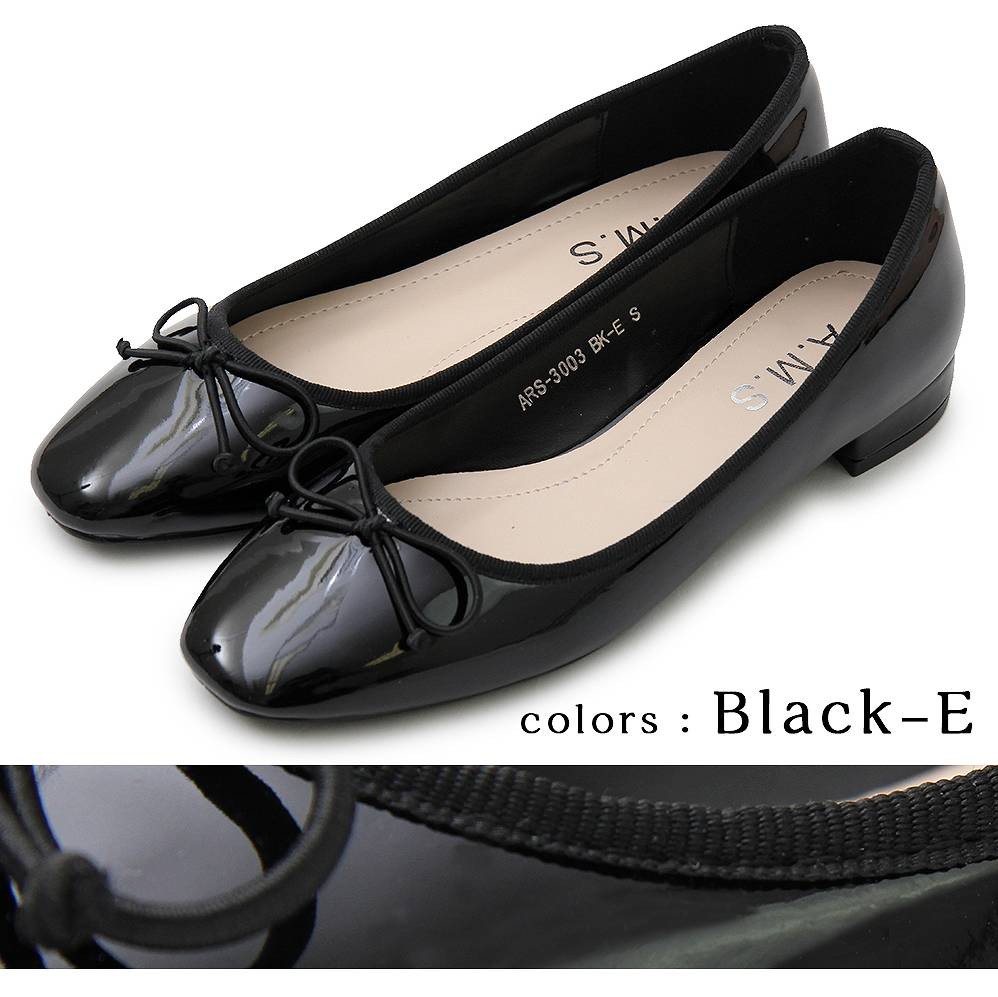 【★PANCHAN】ブラックバレエシューズ リボン付き フラットパンプス sakishimatokyo バレエシューズ パンプス リボン付きフラット