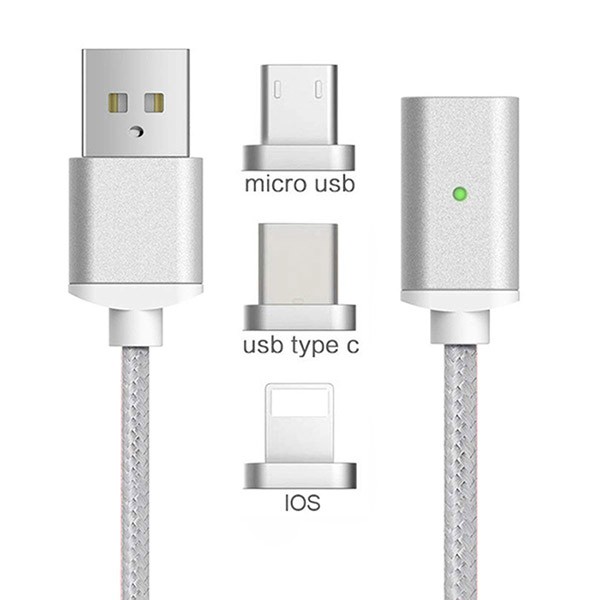 3in1マグネット式充電ケーブル iPhone MicroUSB Type-C Lightning USBケーブル 磁石 高速充電 データ転送  強化ナイロンメッシュ編み 得トクセール :cab-002:JokerFace - 通販 - Yahoo!ショッピング