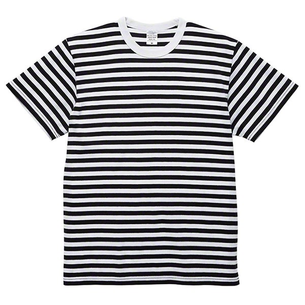 SUVIN×SUPIMA COTTON ボーダーリラックスTシャツ(1 BLACK