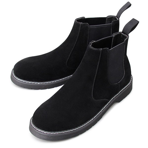 サイドゴアブーツ メンズ 黒ブーツ スエード メダリオン チェルシーブーツ 靴 ブーツ サイドゴア ビジネス フォーマル レザー メンズブーツ