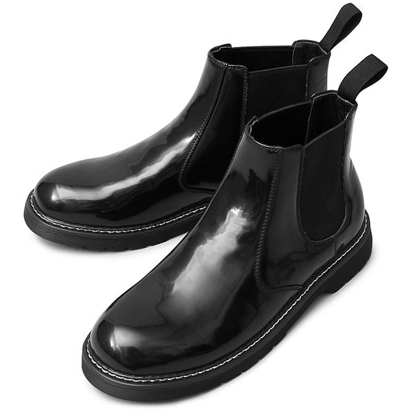 サイドゴアブーツ メンズ 黒ブーツ スエード メダリオン チェルシーブーツ 靴 ブーツ サイドゴア ビジネス フォーマル レザー メンズブーツ